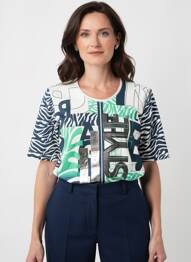 T-shirt imprimé fantaisie manches courtes blanc FRANK WALDER femme