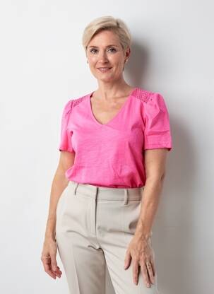 T-shirt col v manches courtes rose GERRY WEBER femme