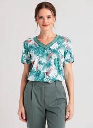 T-shirt imprimé fantaisie manches courtes vert ESCORPION femme