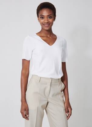 T-shirt col v manches courtes blanc ESCORPION femme
