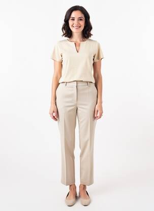 T-shirt col v manches courtes beige ESCORPION femme