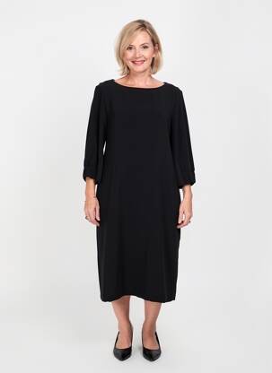 Robe mi-longue manches 3/4 manches 3/4 noir GERRY WEBER femme