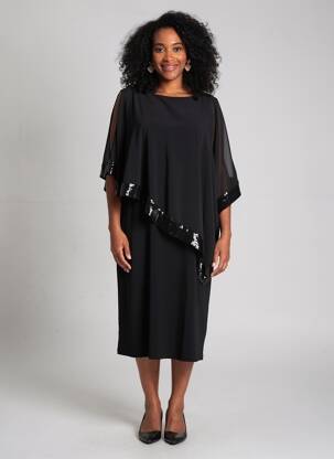 Robe mi-longue manches 3/4 manches 3/4 bleu JOSEPH RIBKOFF femme