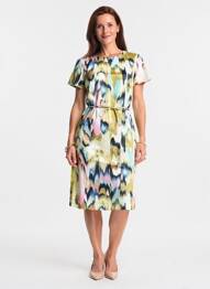 Robe mi-longue imprimé fantaisie manches courtes vert GERRY WEBER femme