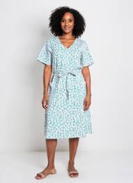Robe mi-longue imprimé fleurs manches courtes vert ARMOR LUX femme