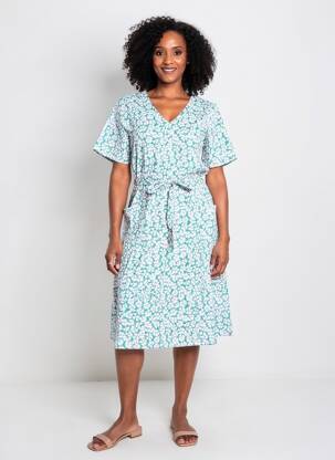 Robe mi-longue imprimé fleurs manches courtes vert ARMOR LUX femme