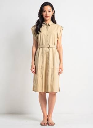 Robe mi-longue manches courtes manches courtes beige GERRY WEBER femme