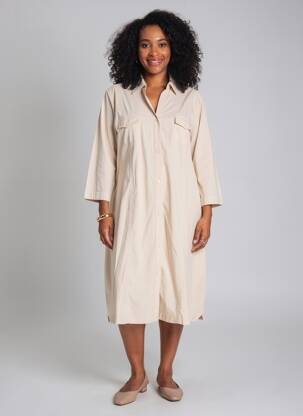 Robe mi-longue manches 3/4 manches 3/4 beige ESCORPION femme