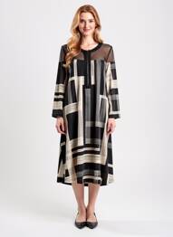 Robe mi-longue manches 3/4 manches 3/4 noir JOSEPH RIBKOFF femme