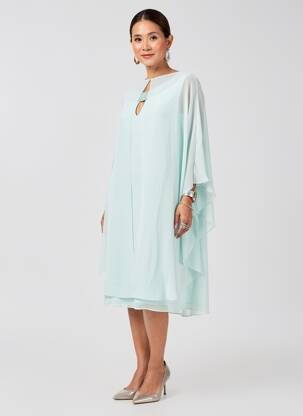 Robe mi-longue coupe fluide manches 3/4 bleu JOSEPH RIBKOFF femme