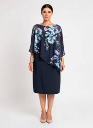 Robe mi-longue manches 3/4 manches 3/4 bleu JOSEPH RIBKOFF femme