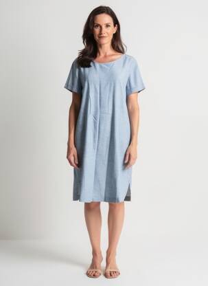 Robe mi-longue manches courtes manches courtes bleu GERRY WEBER femme