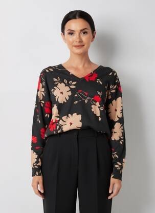 Pull col v manches longues noir ESCORPION femme