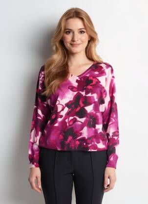 Pull col v manches longues violet ESCORPION femme