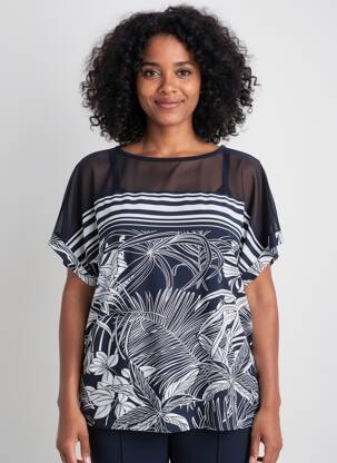 T-shirt coupe droite manches courtes bleu JOSEPH RIBKOFF femme
