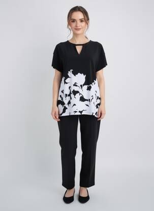 T-shirt coupe droite manches courtes noir JOSEPH RIBKOFF femme