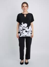 T-shirt coupe droite manches courtes noir JOSEPH RIBKOFF femme