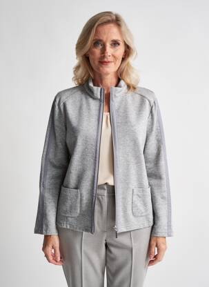 Gilet manches longues stretch gris FRANK WALDER femme