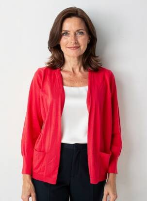 Gilet manches courtes resserrée sur le bas rouge FRANK WALDER femme