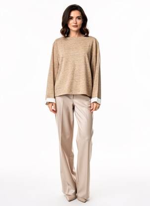 Pull tissage chiné manches longues marron ESCORPION femme
