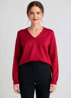 Pull col v manches longues rouge ESCORPION femme