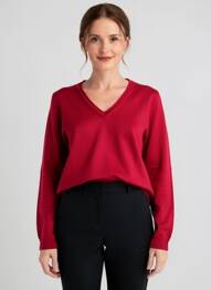 Pull col v manches longues rouge ESCORPION femme