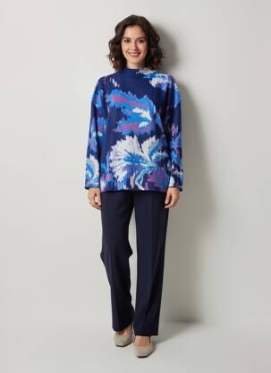 Pull coupe cintrée manches longues bleu ESCORPION femme
