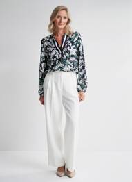 Blouse imprimé fleurs manches longues bleu FRANK WALDER femme