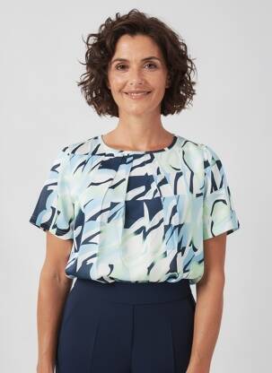 T-shirt imprimé fantaisie manches courtes bleu FRANK WALDER femme