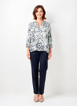 Blouse tissage popeline manches 3/4 bleu FRANK WALDER femme