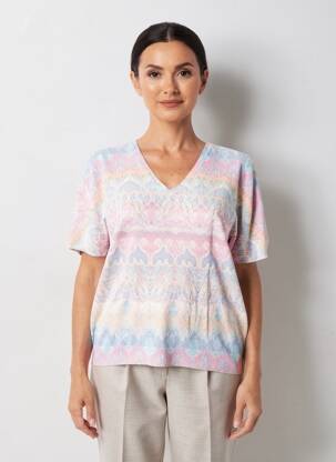 Pull col v manches courtes rose ESCORPION femme