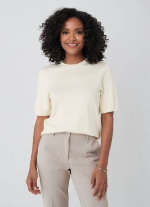 Pull stretch manches courtes beige TAIFUN femme