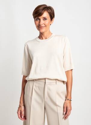 Pull tissage chiné manches courtes beige GERRY WEBER femme