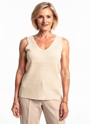 Pull tissage chiné sans manche beige GERRY WEBER femme