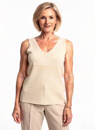 Pull tissage chiné sans manche beige GERRY WEBER femme