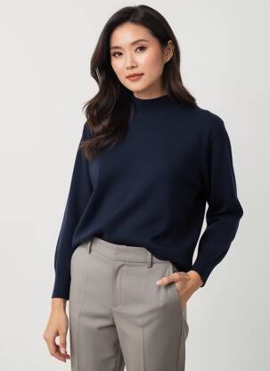 Pull stretch manches longues bleu FRANK WALDER femme