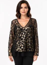 Top coupe fluide manches longues noir JOSEPH RIBKOFF femme