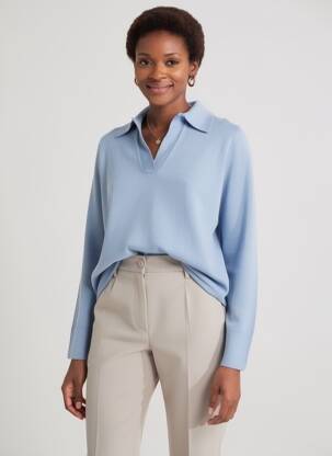 Pull tissage chiné manches longues bleu ESCORPION femme