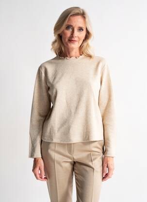 Pull tissage chiné manches longues beige FRANK WALDER femme