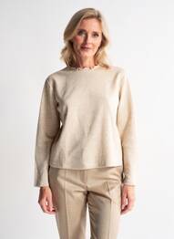 Pull tissage chiné manches longues beige FRANK WALDER femme
