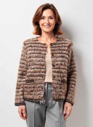 Gilet manches longues col rond marron FRANK WALDER femme