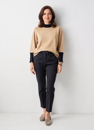 Pull tissage chiné manches longues beige FRANK WALDER femme