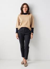 Pull tissage chiné manches longues beige FRANK WALDER femme