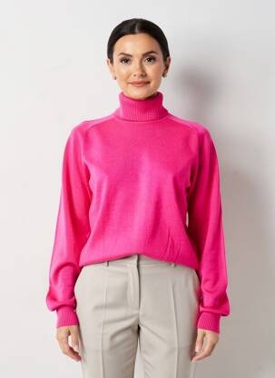 Pull col roulé maille souple et aérée manches longues rose ESCORPION femme