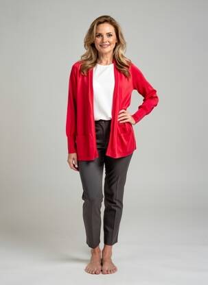 Gilet manches longues stretch rouge FRANK WALDER femme