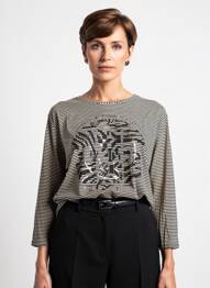 T-shirt sérigraphie manches 3/4 noir FRANK WALDER femme