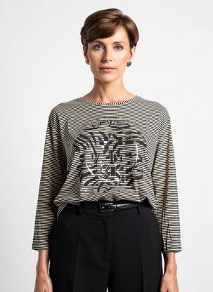 T-shirt sérigraphie manches 3/4 noir FRANK WALDER femme