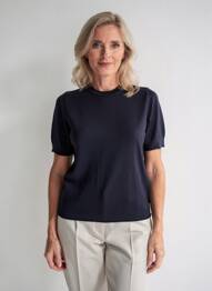 Pull stretch manches courtes bleu GERRY WEBER femme