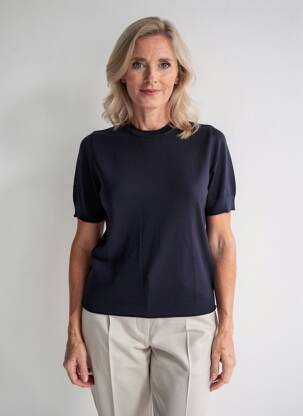 Pull stretch manches courtes bleu GERRY WEBER femme