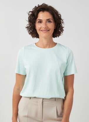 T-shirt stretch manches courtes vert FRANK WALDER femme